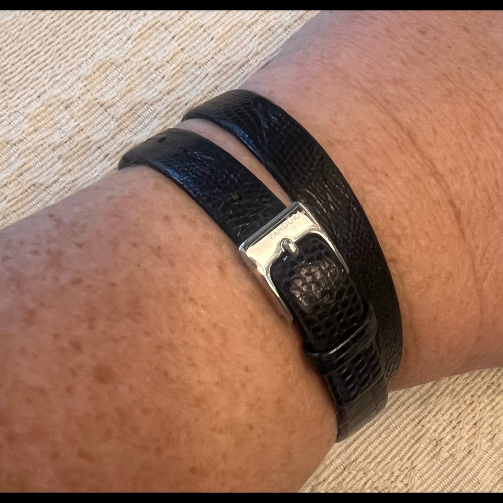Authentic Pandora Double Wrap Black Leather Bracelet